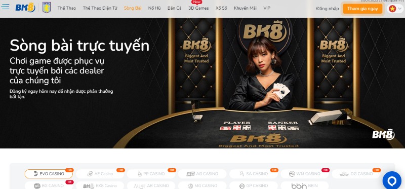 Casino trực tuyến tại sân chơi BK8 ra đời tạo cảm hứng cực lớn