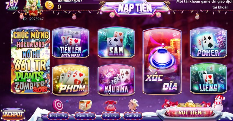 Thiết kế giao diện game bài 789Club rất bắt mắt