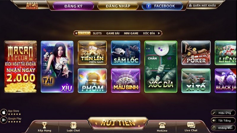 Macau Club luôn có nhiều game bài nhận thưởng online đình đám