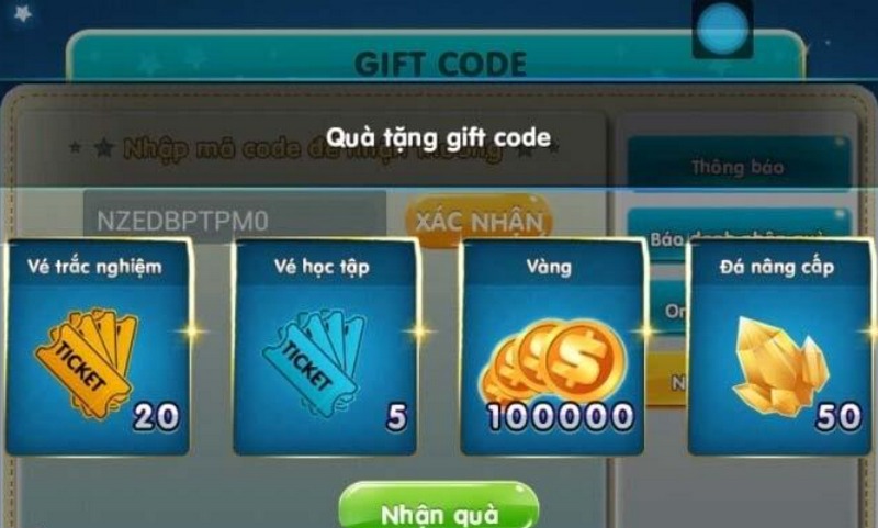 Quà tặng trong giftcode game Nổ hũ rất đa dạng