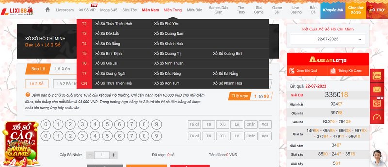 Xổ số – Lô đề là sản phẩm nòng cốt của LIXI88 với nhiều loại